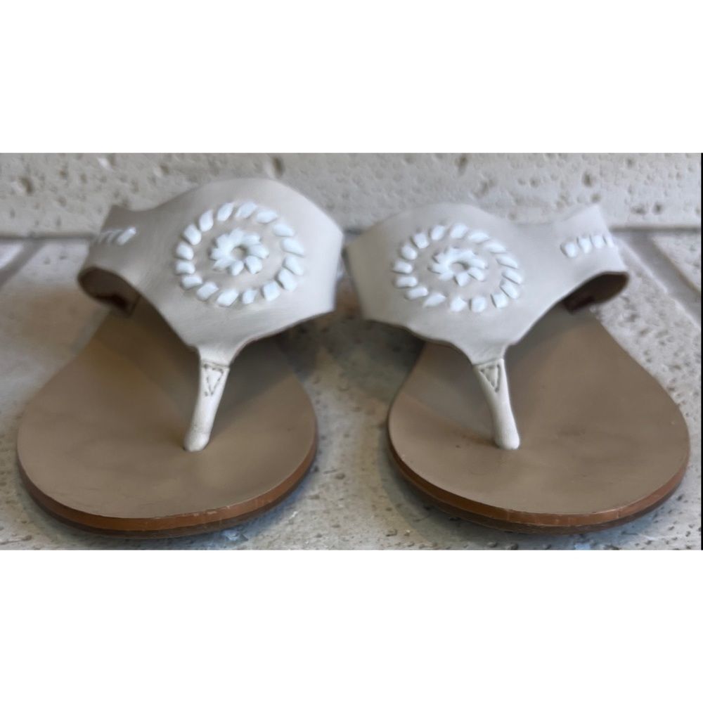 Jack Rogers Cream Slip On Leather Sandals Size 7